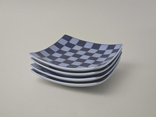 Set of Four Modern Checkered Plates