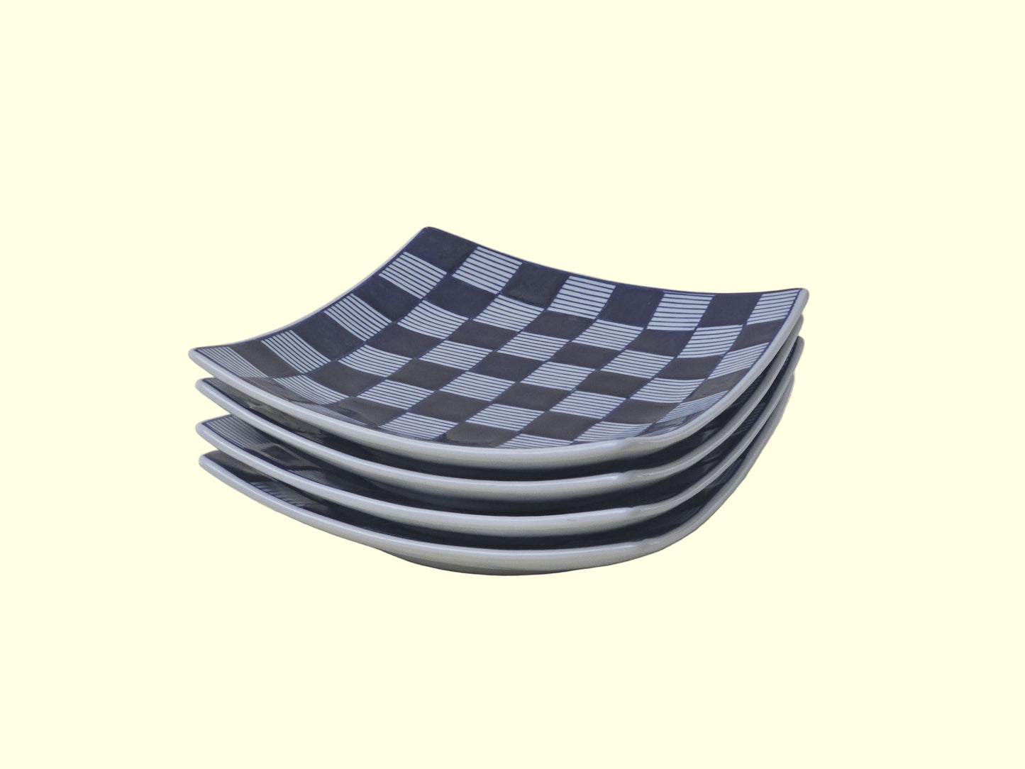 Set of Four Modern Checkered Plates