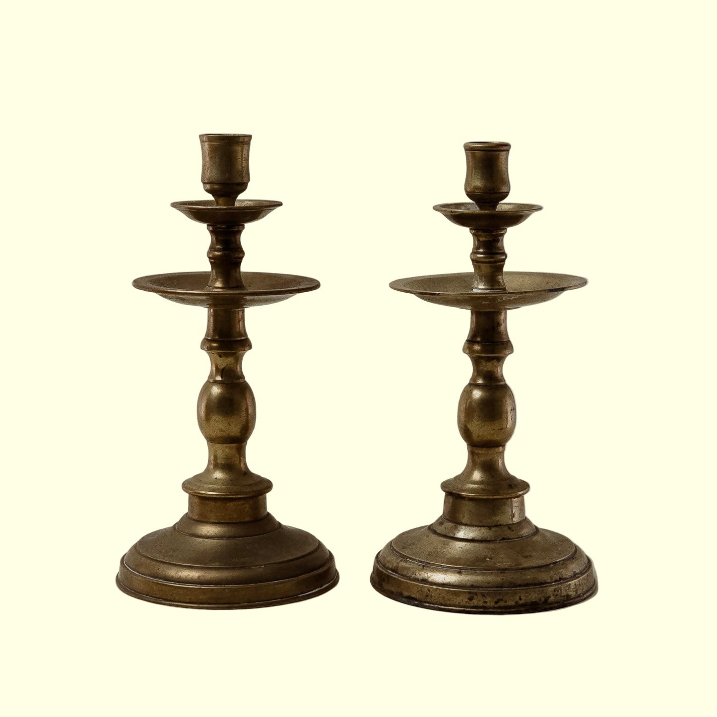 Antique 17th Century Brass Baluster Candlesticks
