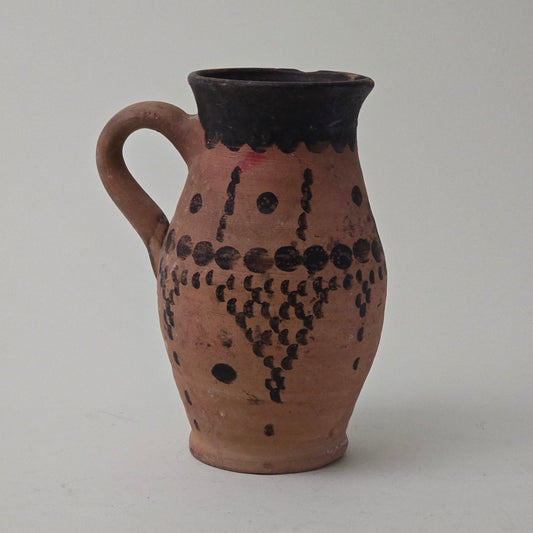 Hand-Painted Clay Pitcher