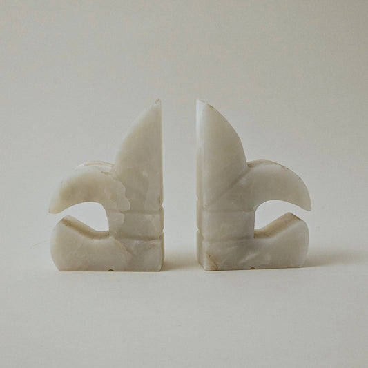 Onyx Marble Fleur de Lis Bookends