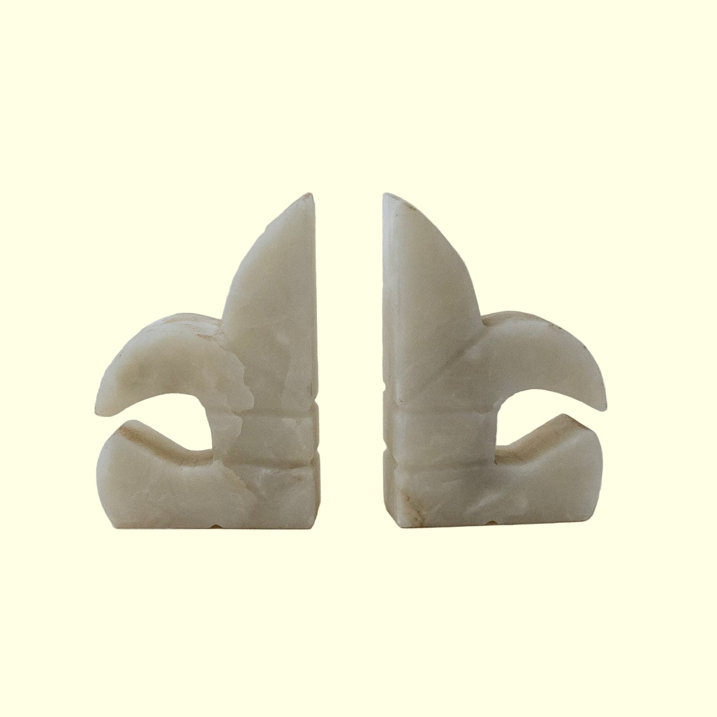 Onyx Marble Fleur de Lis Bookends