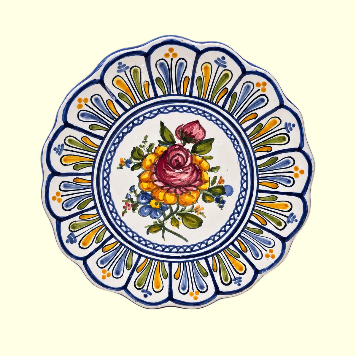 Scalloped Floral Ceramic Plate