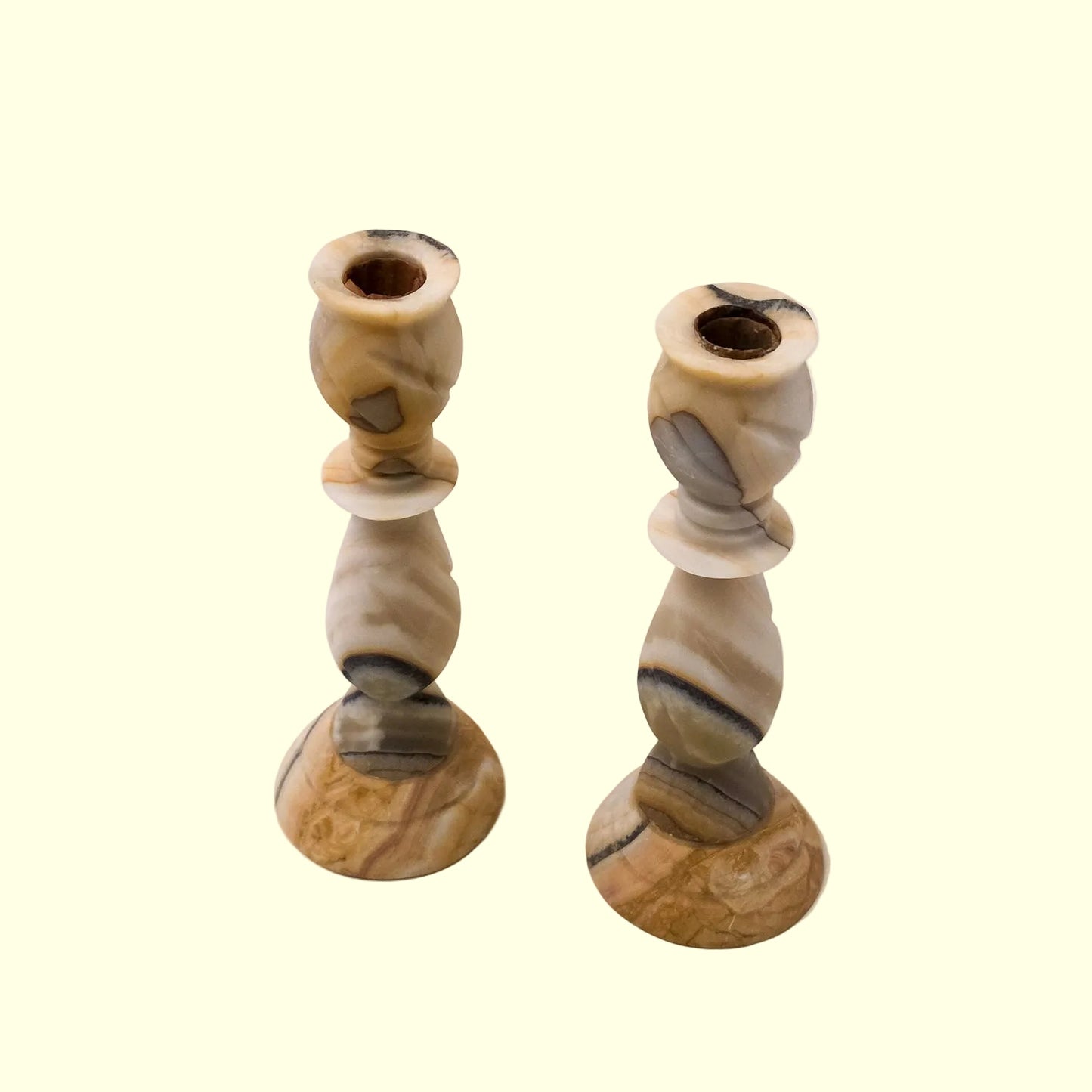 Vintage Carved Onyx Candlestick Holders
