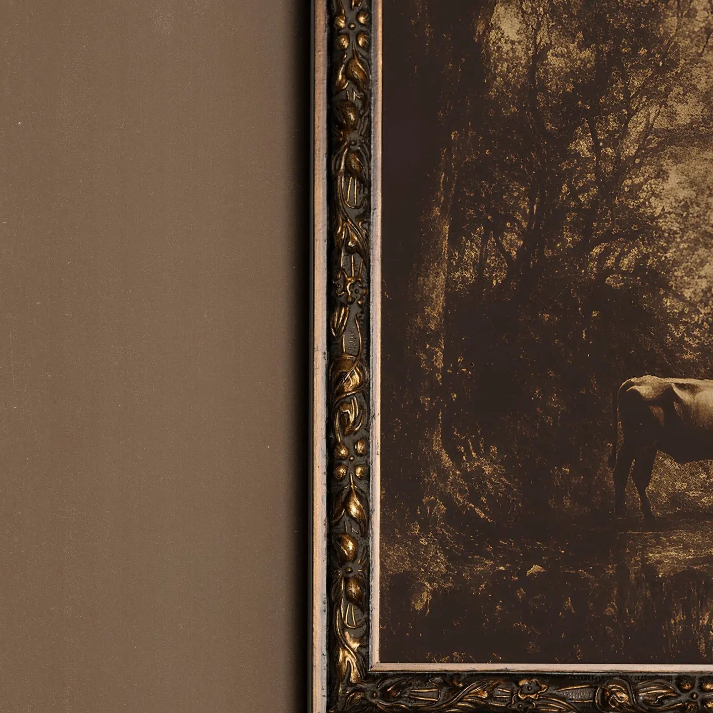 Rivière D'antan, Canvas Wall Art Print in Gold Frame