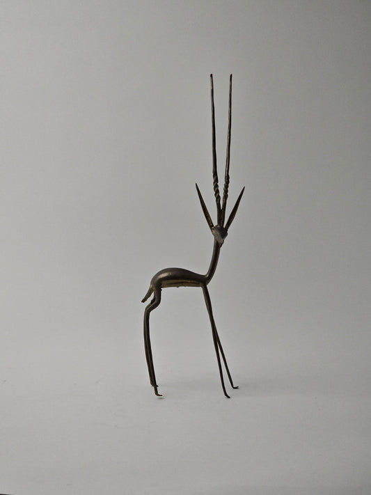 Gilded Brass Sculptural Gazelle Statue