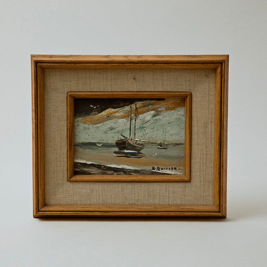 Original Fisherman Art by French Artist Raymond Quirion