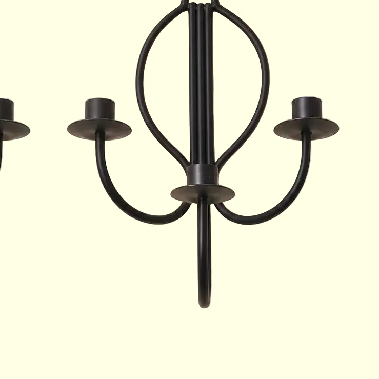 Sculptural Black Metal Wall Candle Sconces | Set of Two