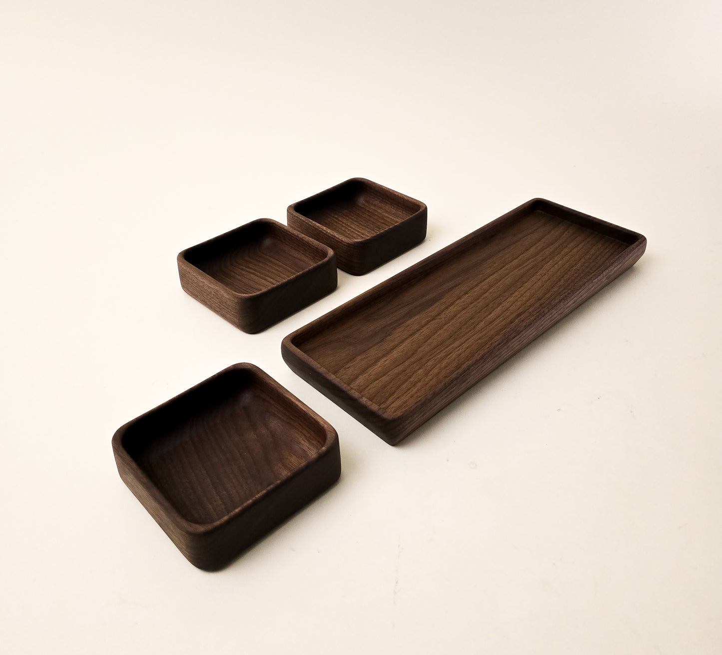 Handcrafted Solid Walnut Nesting Tray Set