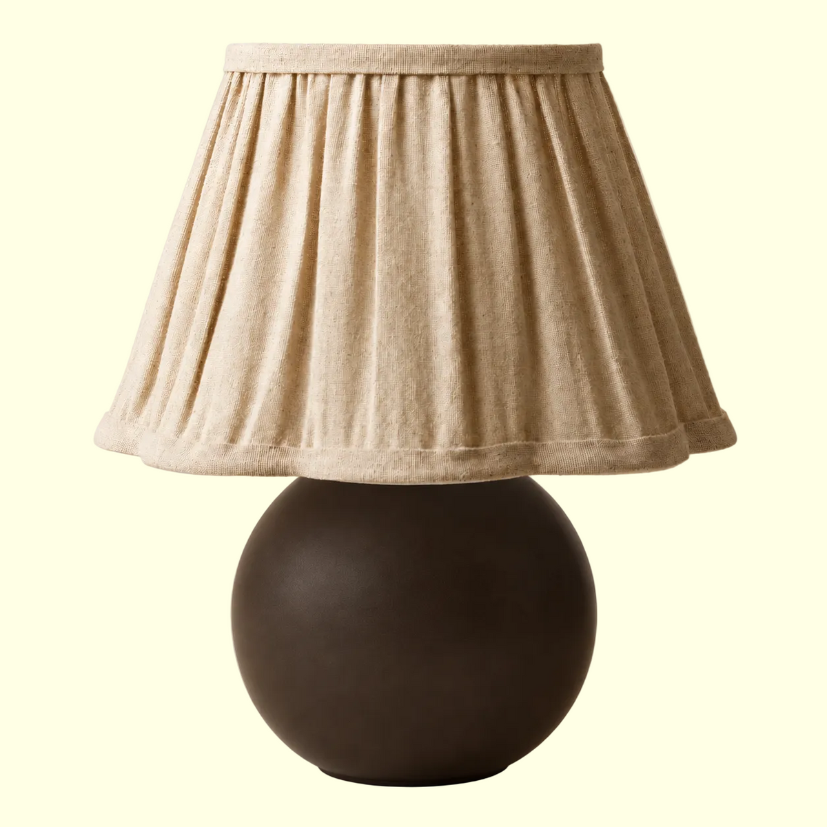 Brown Table Lamp with Gathered Fabric Shade