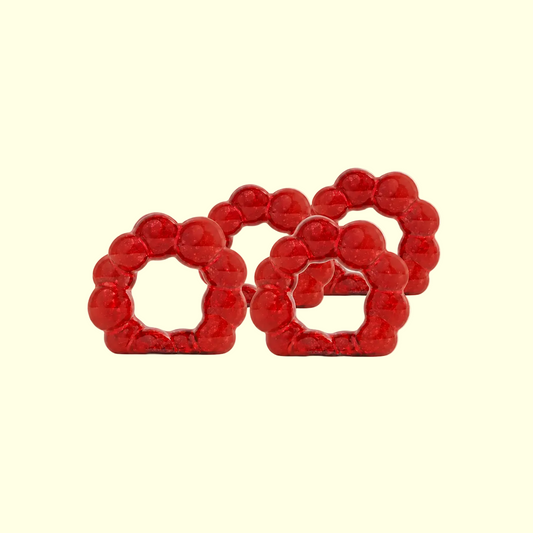 Porto Stoneware Napkin Rings — Red, Set of Four
