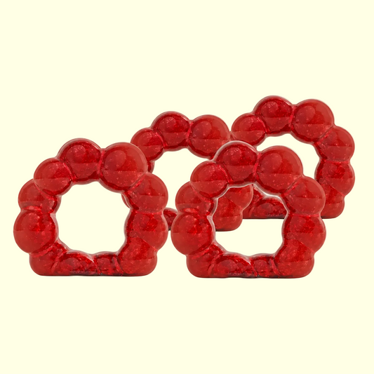 Porto Stoneware Napkin Rings — Red, Set of Four