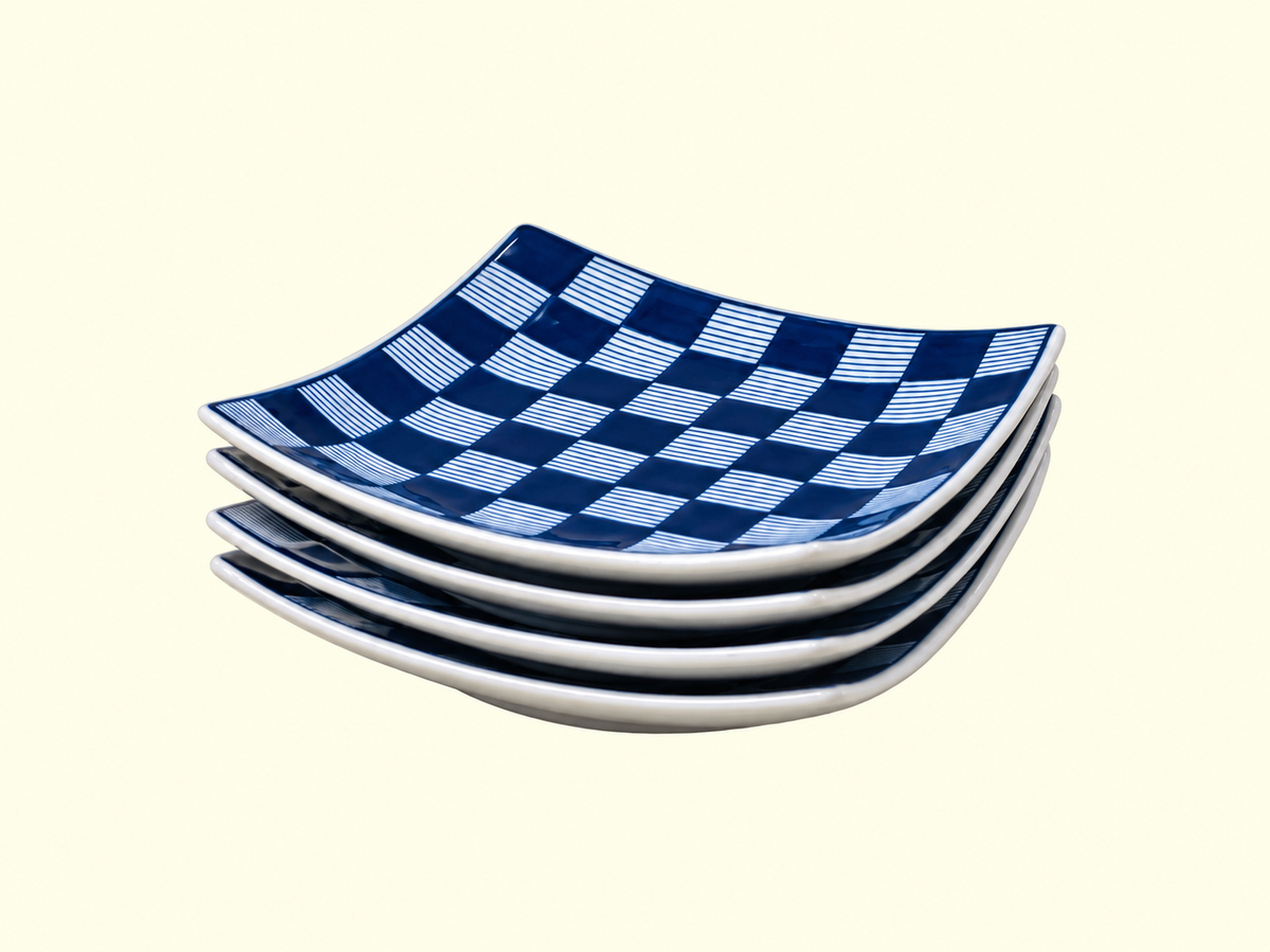 Set of Four Modern Checkered Plates