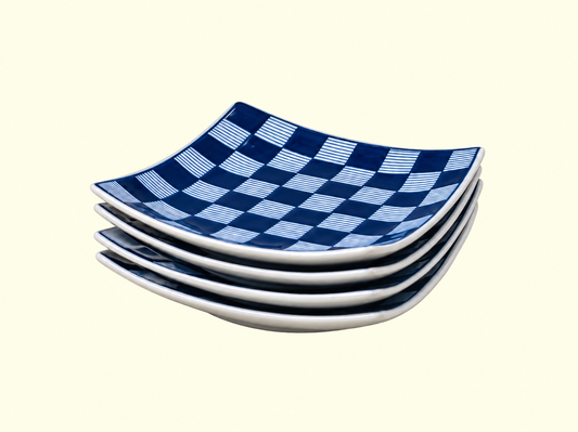 Set of Four Modern Checkered Plates