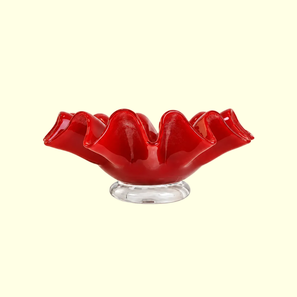 Lorin Medium Glass Bowl — Red & White