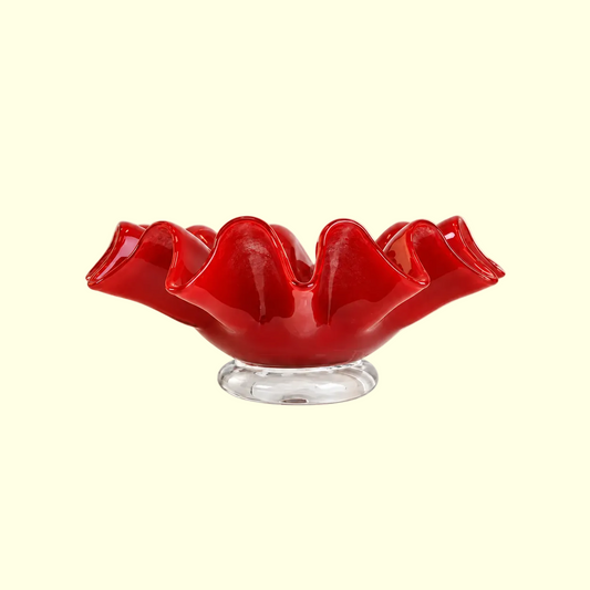 Lorin Medium Glass Bowl — Red & White