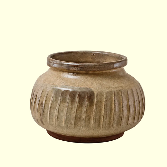 Ribbed Studio Textured Ceramic Vase