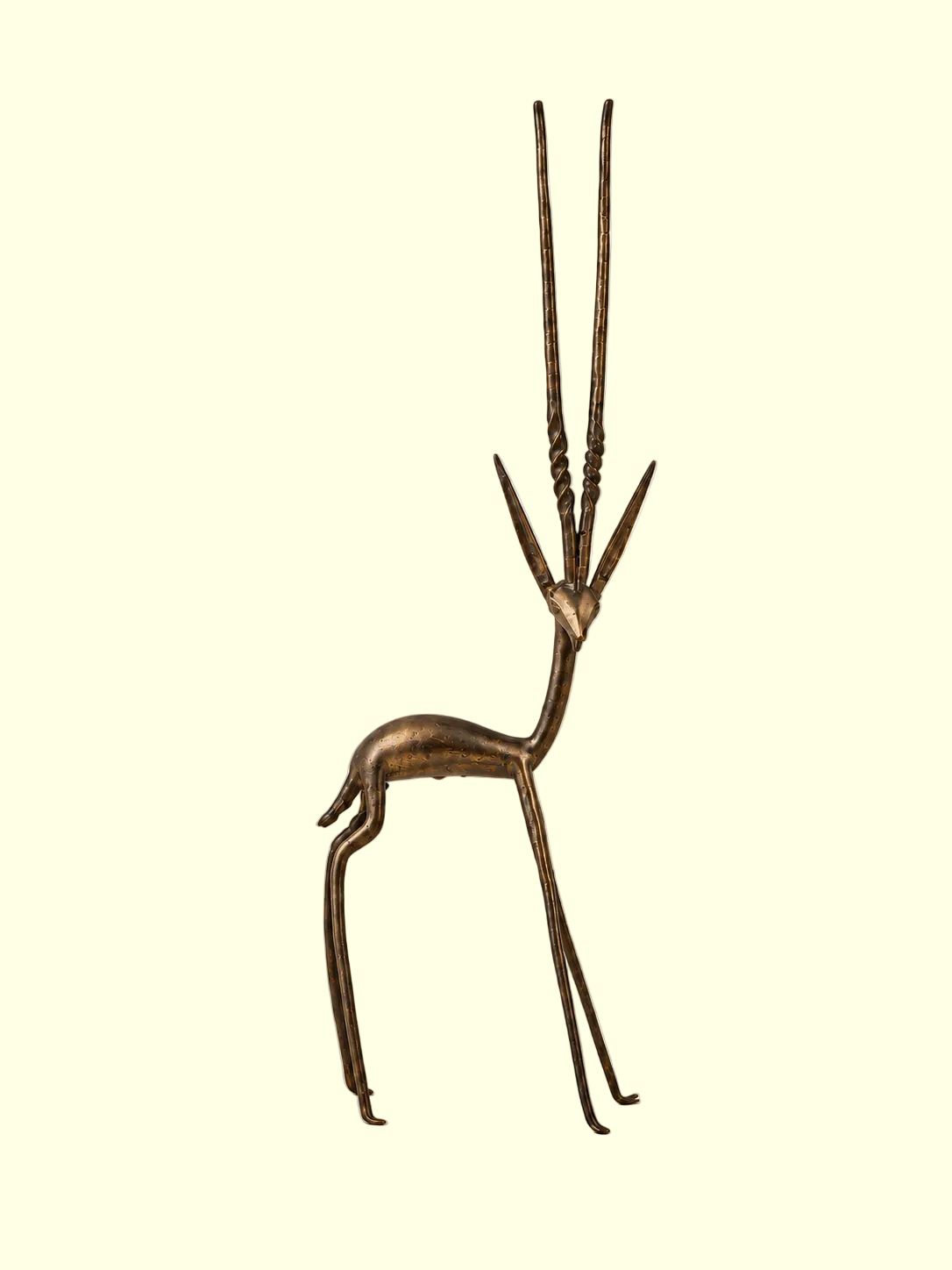 Gilded Brass Sculptural Gazelle Statue