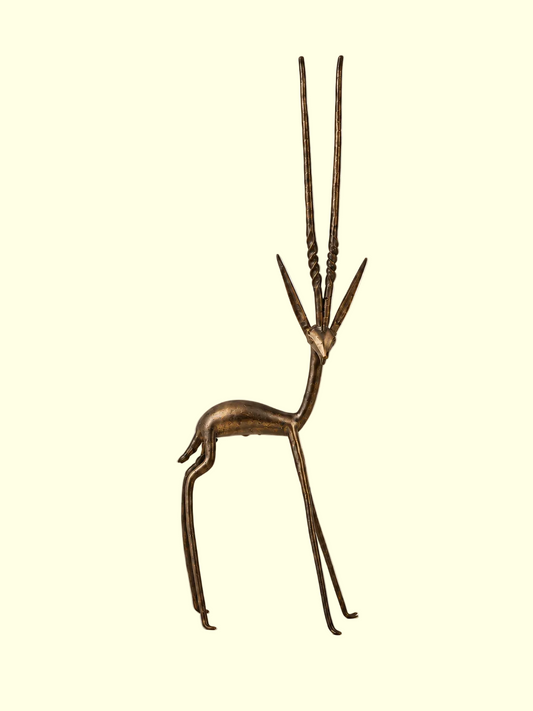 Gilded Brass Sculptural Gazelle Statue