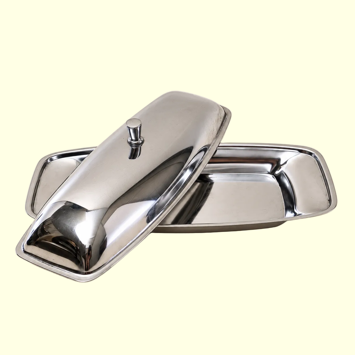 Vintage Silver-Tone Covered Butter Dish