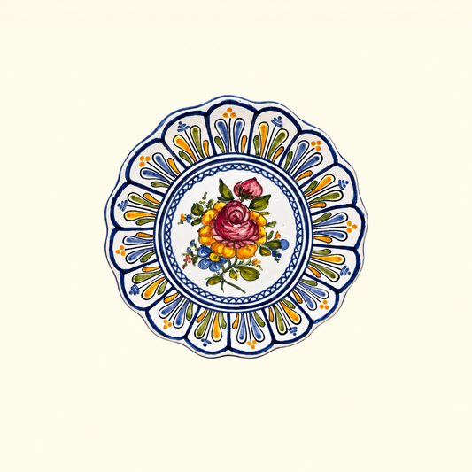 Scalloped Floral Ceramic Plate