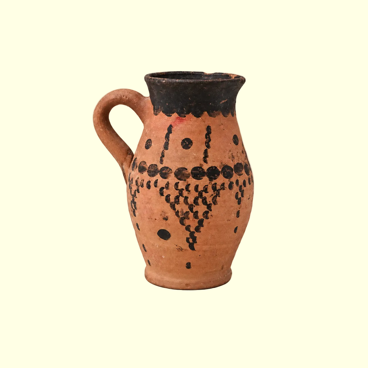 Hand-Painted Clay Pitcher