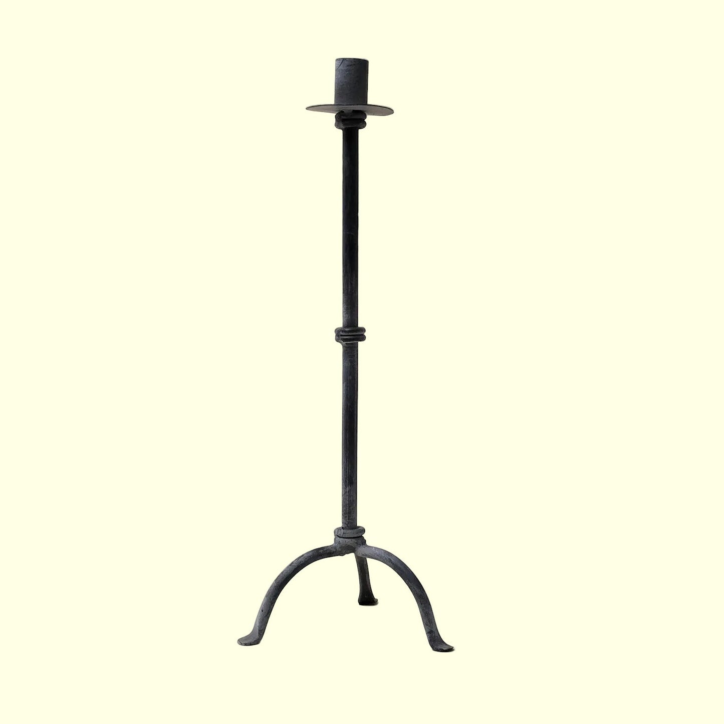 Vintage Hand-Forged Iron Tripod Candlestick