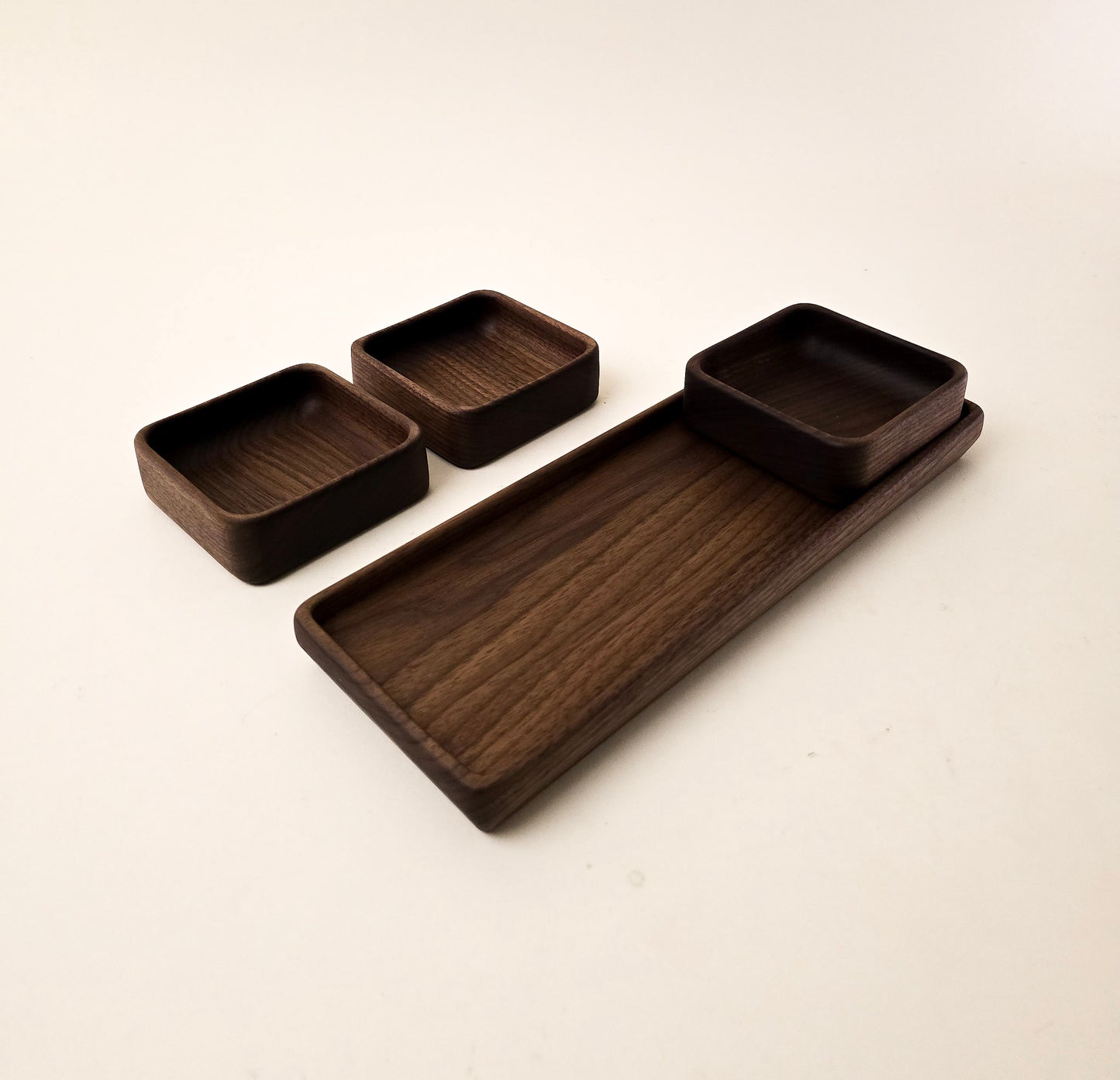 Handcrafted Solid Walnut Nesting Tray Set
